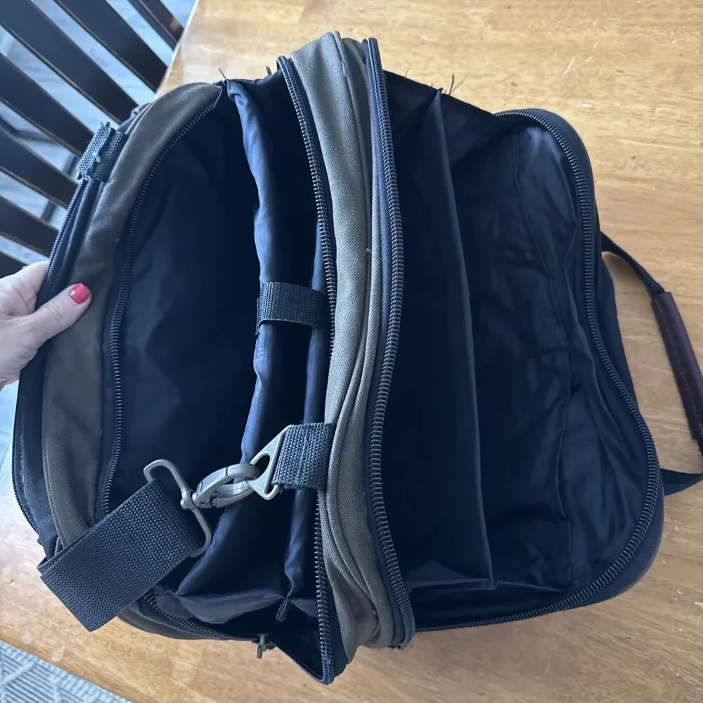 Timberland Olive Drab Canvas & Leather Briefcase w/15” Laptop Compartments
